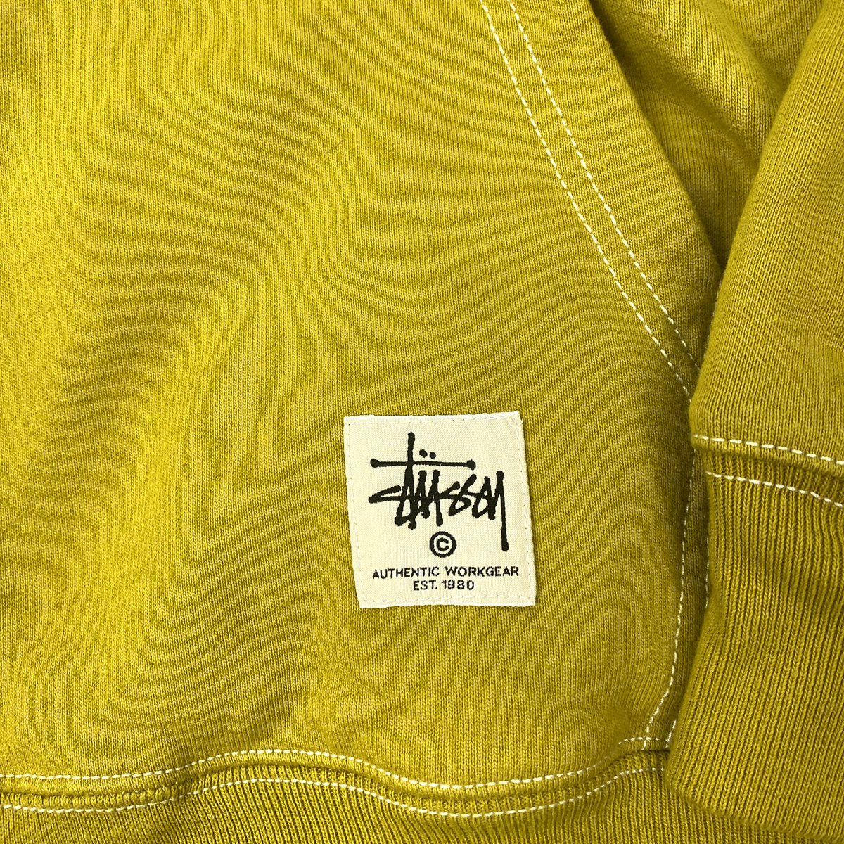 Stussy Double Face Label Zip-Up Hoodie Mens XL Gold Workgear Stussy Double Face Label Zip-Up Hoodie Mens XL Gold Workgear