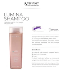 Tec Italy Color Care Lumina Hair Dye Shampoo for blond & gray hair 10.1 oz