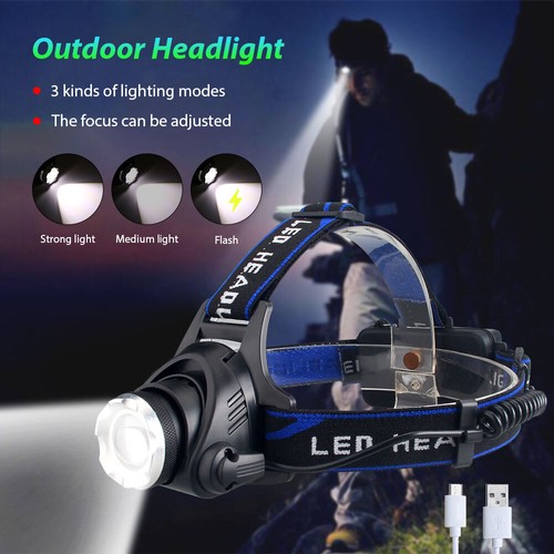 12000 Lumens Rechargeable Red Head Torch Headlamp Light Lamp LED Zoom UK - Picture 11 of 20