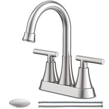Brushed Nickel 4"Centerset Bathroom Sink Faucet 2 Handle Vanity Mixer with Drain
