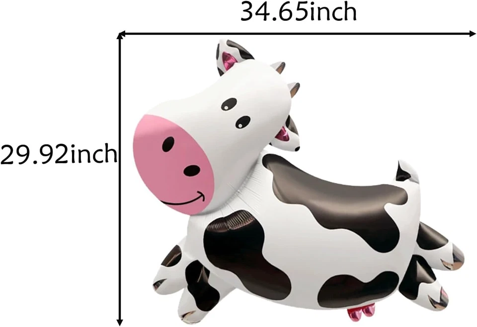 6PCS Cow Shaped Foil Balloons for Kids Birthday Baby Shower Farm Animal Themed P - Image 2 of 4