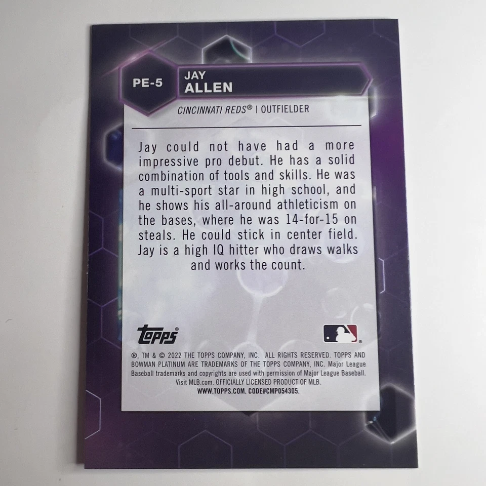 2022 Jay Allen Bowman Platinum Precious Elements Cincinnati Reds #PE-5 - Image 2 of 2