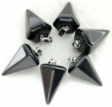 12pcs/lot Natural Blue Sand Stone Cone Hexagonal Pendulum Pendant Bead 22x15mm