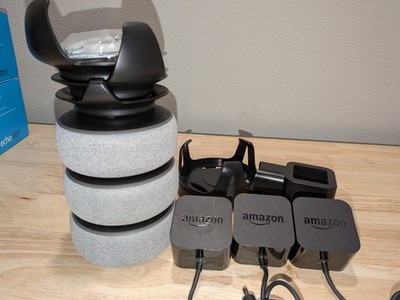 Lot 3x - Amazon Echo  Dot 3rd Gen - Gray - Used/Reset - Mounts - Smart Speaker