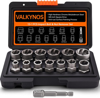 Bolt Extractor Kit 14 Pcs, Stripped Bolt Extractor Set, Impact Bolt Nut Removal 