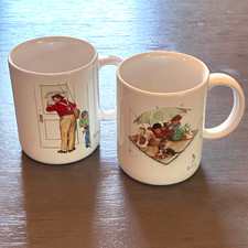 Set Of 2 Norman Rockwell Museum Collection 1987 Fisherman’s Mugs