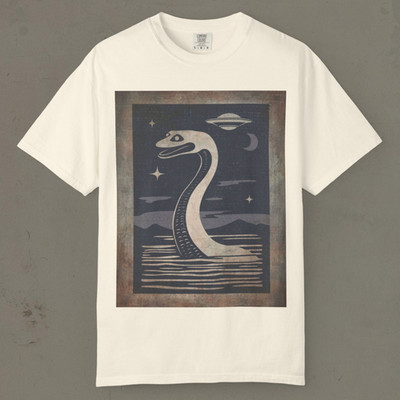 LOCH NESS MONSTER UFO Shirt, Nessie Celestial Vintage T-Shirt, Ocean Cryptid Tee