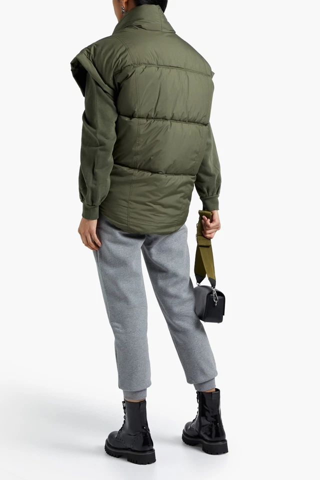 RRP €610 FRAME Recycled Puffer Jacket Size M Padded Green Cap Sleeve Full Zip - Image 2 of 4