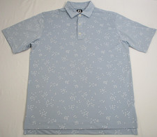 FootJoy Polo Shirt Mens LG Blue Bird Graphic Print Golf Performance Stretch