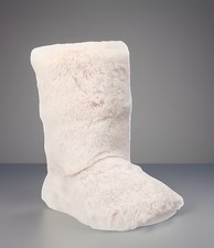 FAUX FUR ALLOVER BOOTIE NWTs Lauren Conrad Slippers Soft Cream Logo  Sz S 6-7 