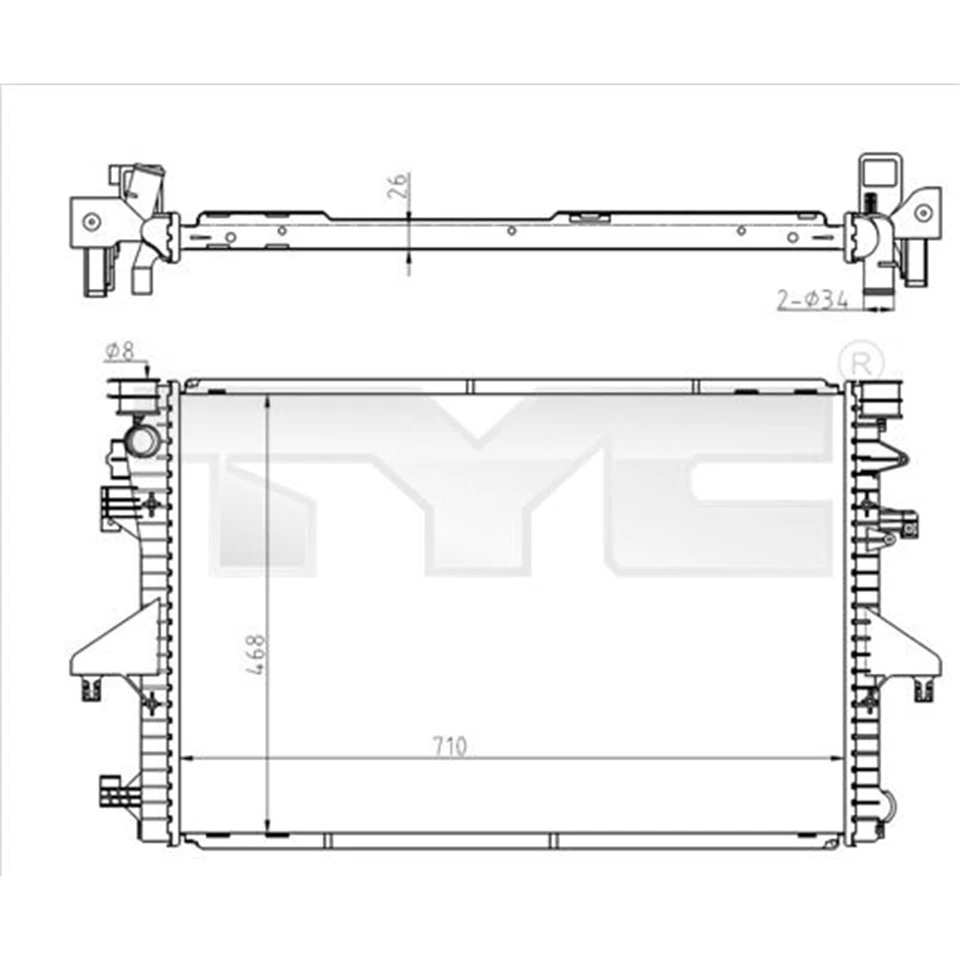TYC Radiateur Refroidissement Moteur Convient pour VW Multivan Transporter - Photo 1/1