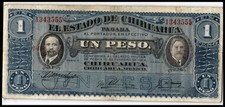 Mexico 1914 1 Peso Chihuahua Revolution 1 Peso Banknote - XF - ME4977