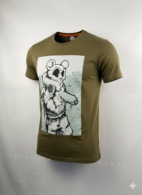 ONLY & SONS Men's Olive Green Short Sleeve Graphic T-Shirt with Cartoon Animal P