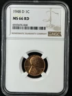 1948-D  1C RD  Lincoln Wheat One Cent NGC MS66RD   6553476-068