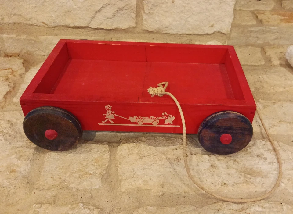 RARO HALLAZGO E.C. Vagón antiguo de juguete Streater (iniciador de juguetes Tonka) con bloques.  Foto 2 de 4