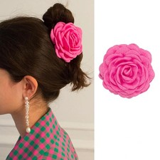 Ayesha Rose Flower Claws Clips for Women Fabric Silk Hair hot pink