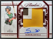 2024 Panini Flawless Samuel Zavala Prospect Patch Auto Ruby /20 Padres BH5