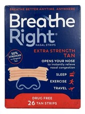 Breathe Right Nasal Strips - Breathe Better - Tan - 26 strips - Exp 11/28