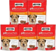 Milk-Bone Pill Pouches Dog Treats, Real Chicken Flavor, 6 Ounces (Pack of 5)