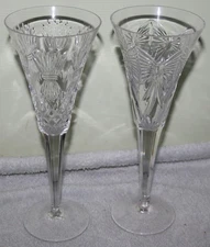 WATERFORD MILLENNIUM TOASTING HAPPINESS & PROSPERITY CHAMPAGNE FLUTES SET OF 2
