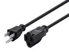 Extension Cord - NEMA 5-15P to NEMA 5-15R, 15 Amp, 10 Feet Black - 15A 14AWG