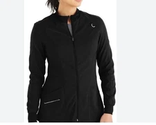 URBANE ALIGN stretch fade resistant full zip 3 pocket scrub jacket -Black- SMALL