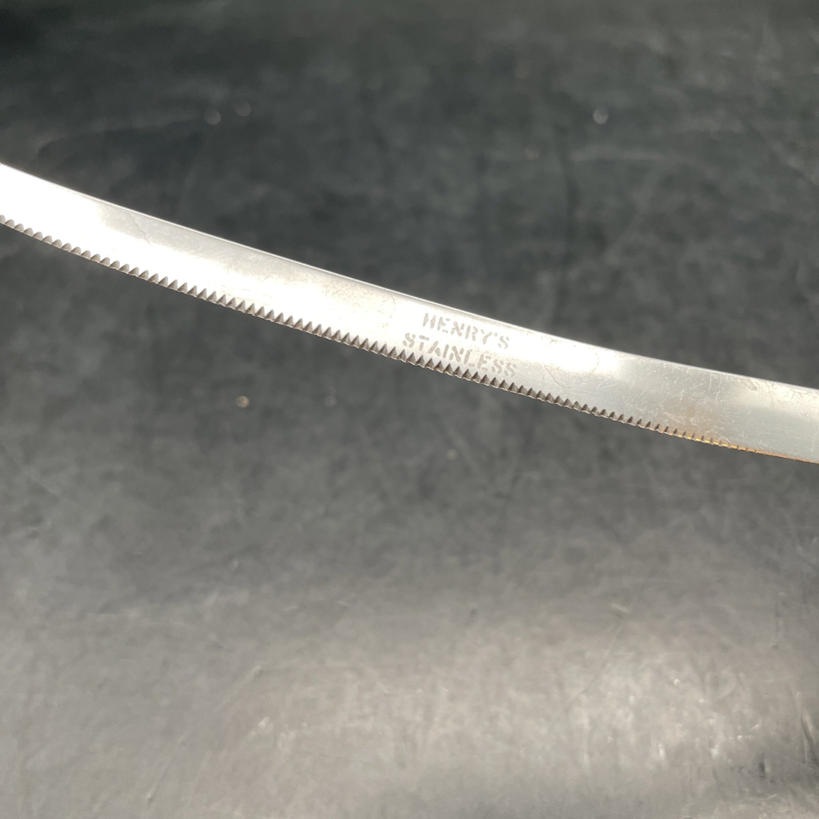 Henry’s Filet Knife Serrated 5" Curved Blade Yellow Bakelite Handle Vintage 60s