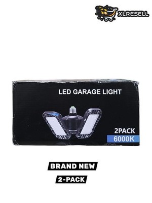 YANSUN 80W Black Deformable LED Garage Light 6000K Daylight 2-Pack