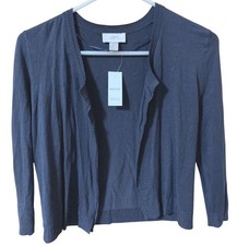 NWT LOFT Outlet XSP Petite Dark Gray Open Cardigan Lightweight Sweater READ