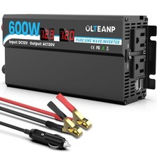 Power Inverter Pure Sine Wave Inverter 12V DC to 120V AC Converter for 600W