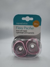 NanoBebe Flexy Silicone Pacifier Binky Soothie 3m Clear Pink 2 Count Nano Bebe
