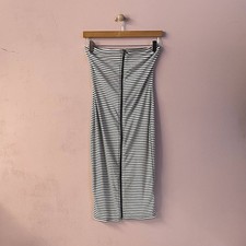 Urban Outfitters Cream/Black Striped Zip-Front Strapless BodyCon Dress Sz S NWT
