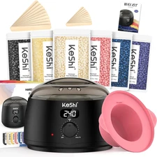 Waxing Kit for Women and Men, Digital Wax Warmer with 6 Bags Hard Wax Beads, At-