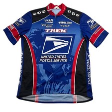 Vintage Pearl Izumi USPS Trek Cycling Jersey Mens XL Blue Yahoo Team 1/4 Y2K