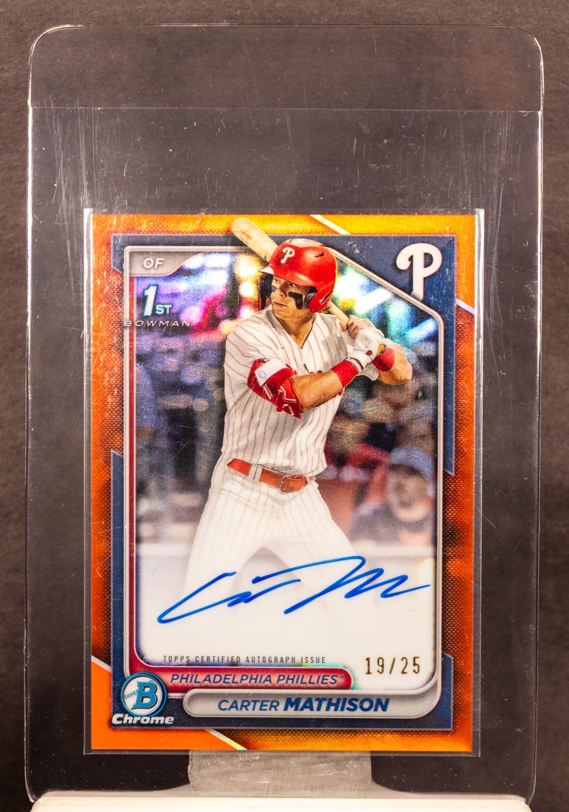 CARTER MATHISON 2024 Bowman Chrome Orange Refractor 1st RC Auto 19/25