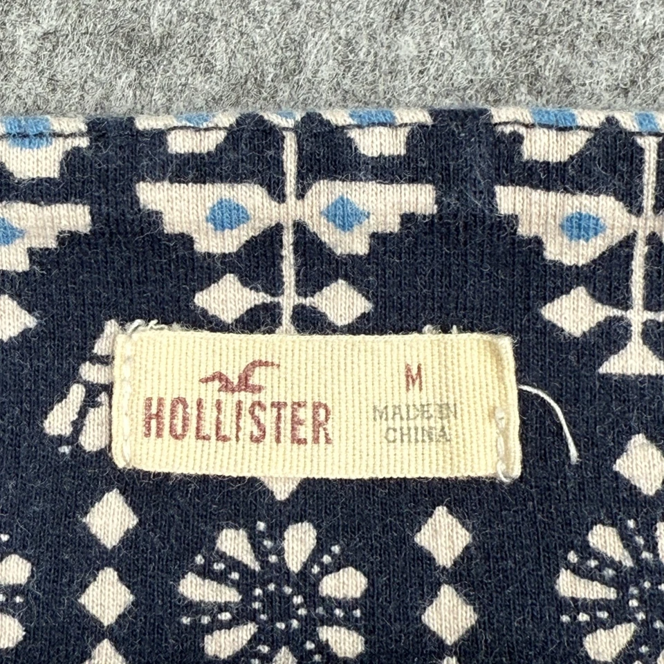 Pantalones Cortos Hollister Mujer Estampado Mezcla Algodón Azul Marino y Blanco Cintura Alta Talla M Foto 2 de 4