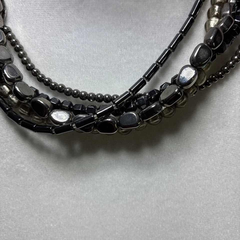 Silpada SET S Collar Plata "Granizo" Vidrio y Hematita 5 Hilos 117g Foto 4 de 4