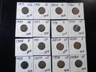 16 Circulated Lincoln Wheat Cents 1917 to 1958D