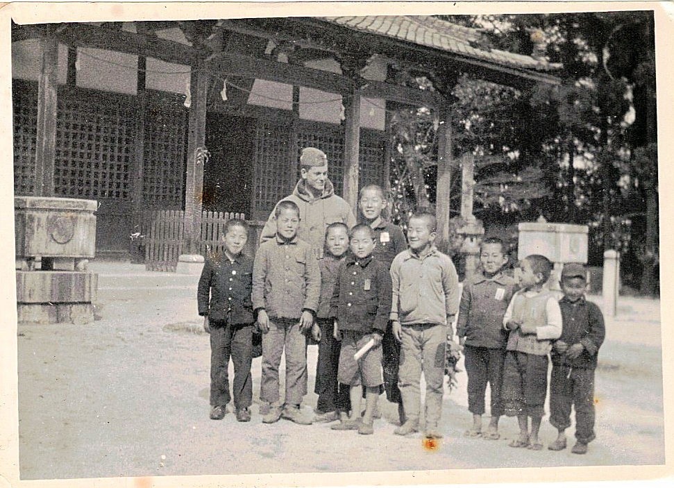 1950-53 US Military Soldier with Korean Children, Korea War Photograph