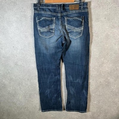 Vintage BKE Tyler Straight Y2K Hip Hop Jeans Herren W32 L28 blau bestickt