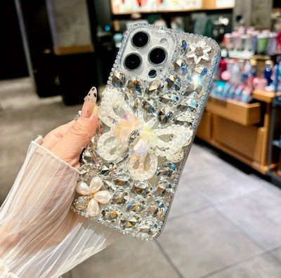 Bling Butterfly 3D Glitter Rhinestone Diamond Back Phone Case For iPhone/Samsung