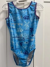 Plum Practicewear Blue Gymnastics Leotard - Size Adult Large - Amsterdam pattern