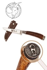 Trachtenmesser Hirschfänger Bayernmesser Steinbock Stahlklinge Echthorngriff