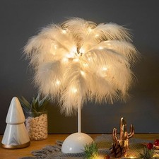 Creative fairy light LED feather lamp shade feather table lamp warm light