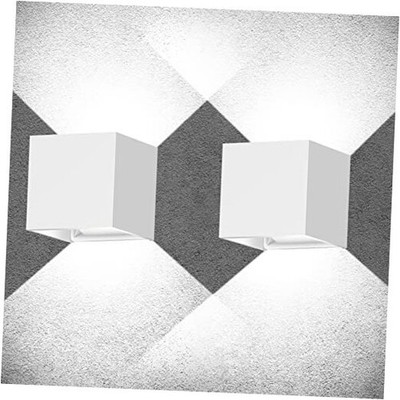 20W LED Modern Wall Sconce Outdoor Lighting 6000K Up Down Angle 2 Pack-White
