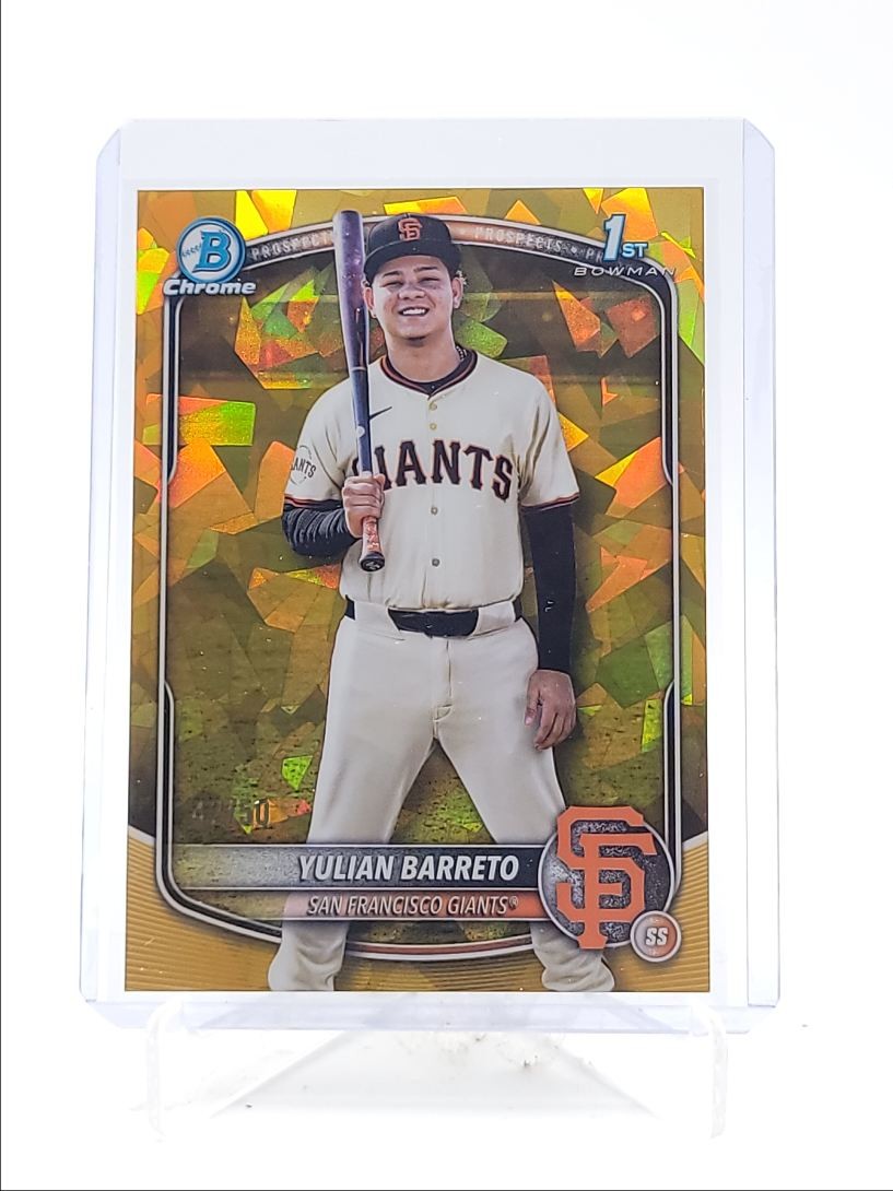 YULIAN BARRETO 2025 BOWMAN CHROME 1ST SAPPHIRE GOLD REFRACTOR /50 Q2754