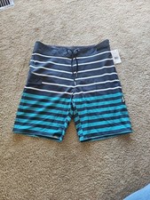 Volcom Quarta Static Mod-Tech Boardshorts Boys 28 Black Logo Pocket Drawcord NEW