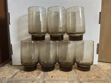 Vintage Libby Smoked Tawny Accent 11 Oz Glasses (set Of 7)