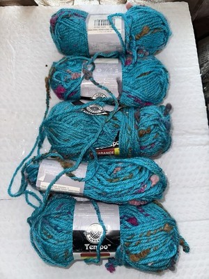 5 Skeins Loops & Threads Tempo Yarn Tropical Turquoise Color