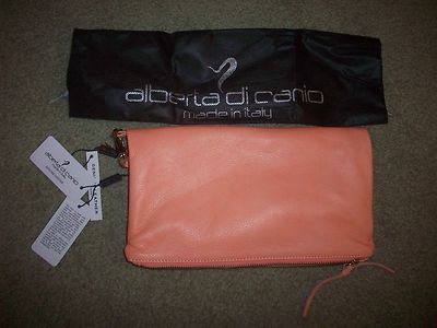 Alberta di Canio Supersized Salmon Conv Genuine Leather Clutch/Wristlet, NWT